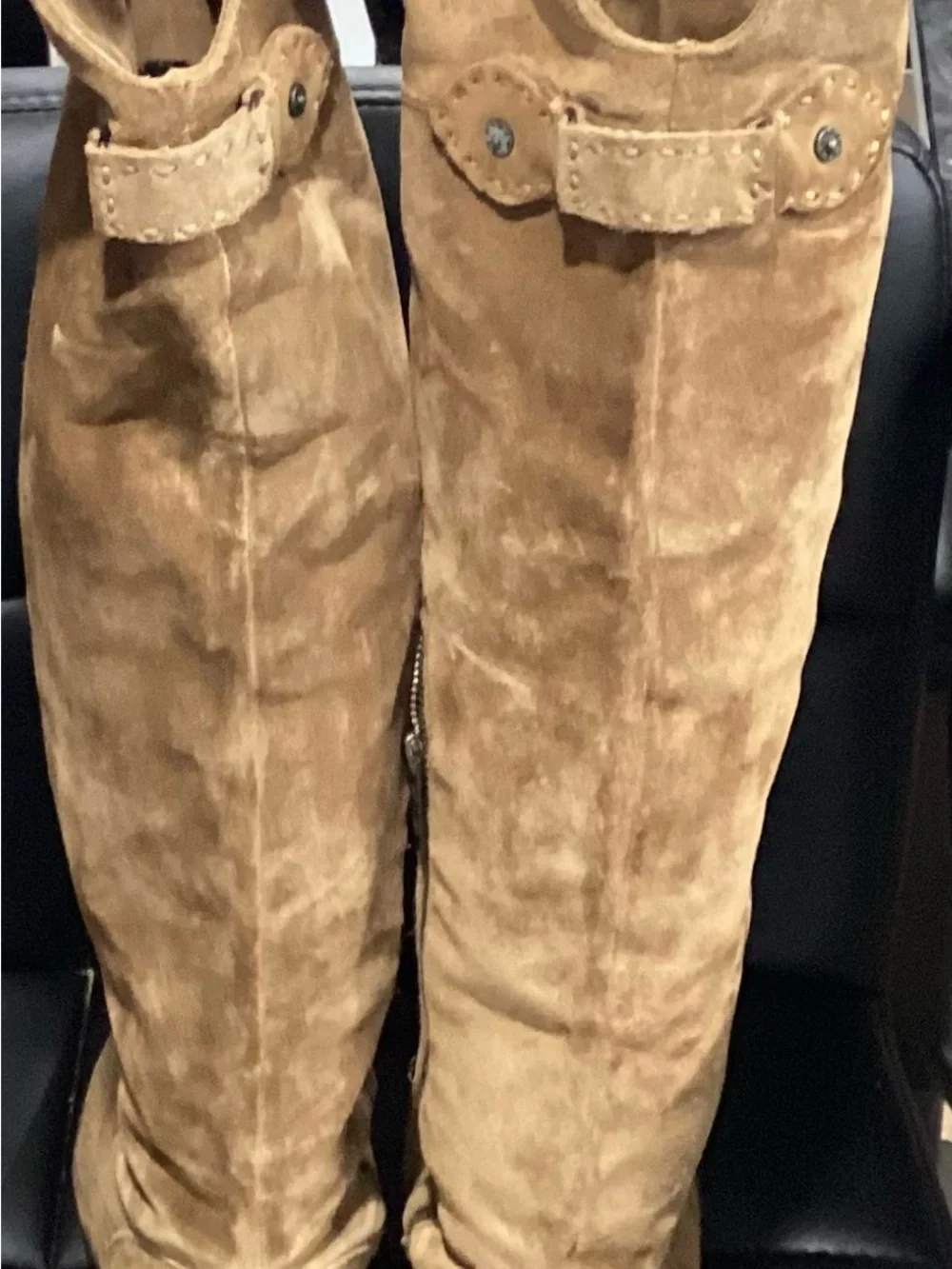 Frye Over-the-Knee Suede Boots in Chestnut Brown